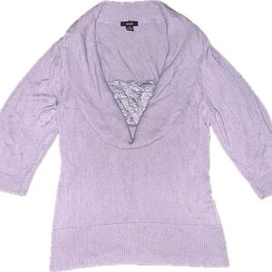 Alfani Purple Cowl Neck Sweater with Lace Cami Look (1 piece)